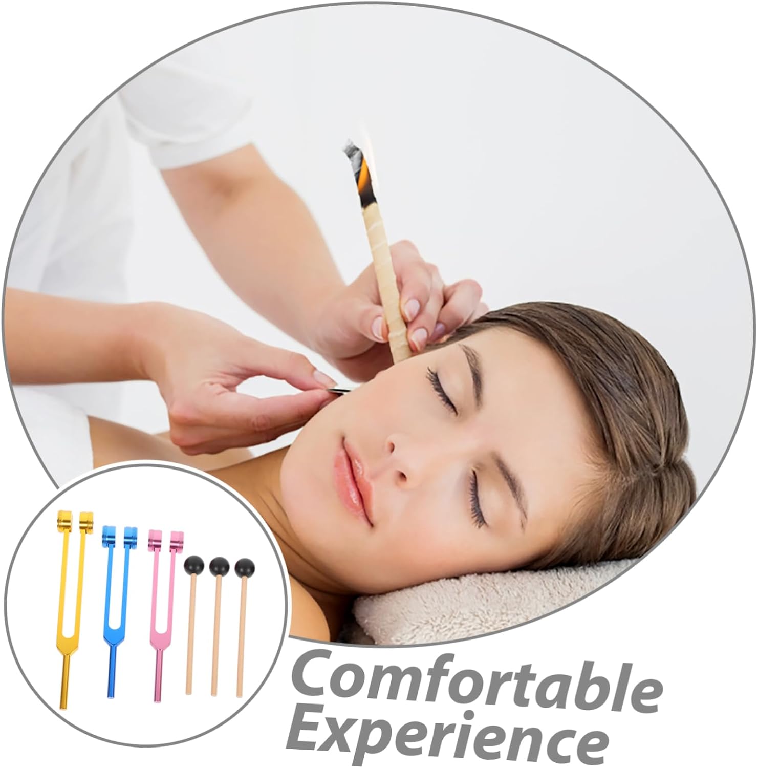 3-piece Metal Tuning Fork Set for Ear Cleaning Healing and Sound Therapy