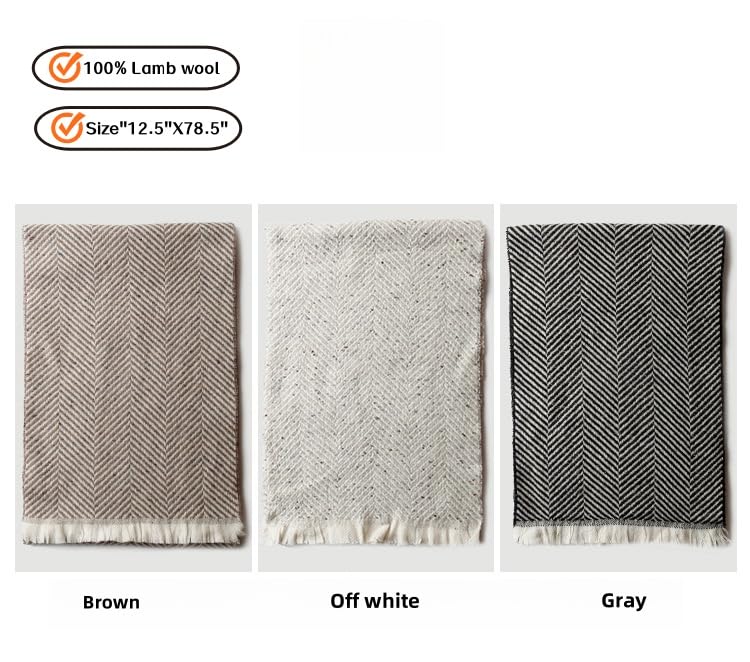 Wool Scarf for Women, 100% Lamb Wool Scarves Winter,Herringbone Luxury Scarf with Gift Box4