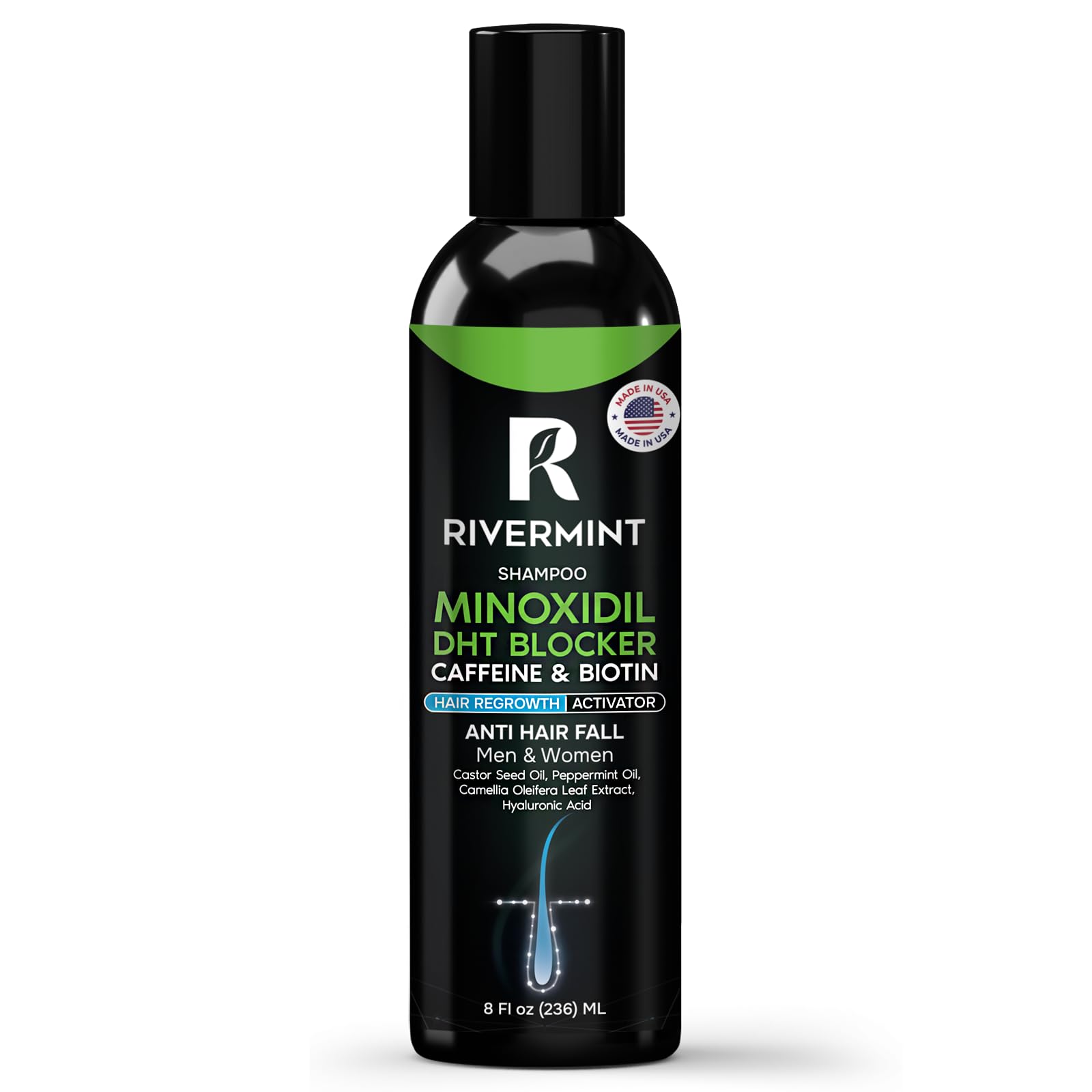 Premium: Shampoo with Minoxidil, Biotin, DHT Blocker (Saw Palmetto) & Caffeine - Activator for Hair Regrowth & Thickening for Men and Women, Anti-Hair Loss