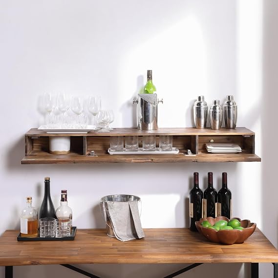 Distressed Floating Shelf Set with Hidden Storage (3 Pcs)