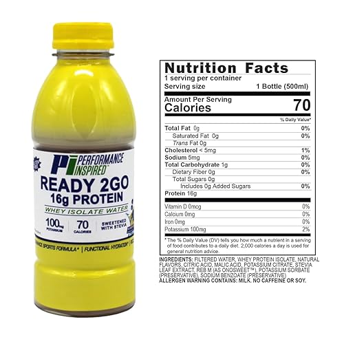 Miniatura 2 de Performance Inspired Nutrition Ready 2Go Protein - Sin gluten - 16 onzas líquidas - Proteína de agua - Estuche de 6 unidades - Limonada de arándanos