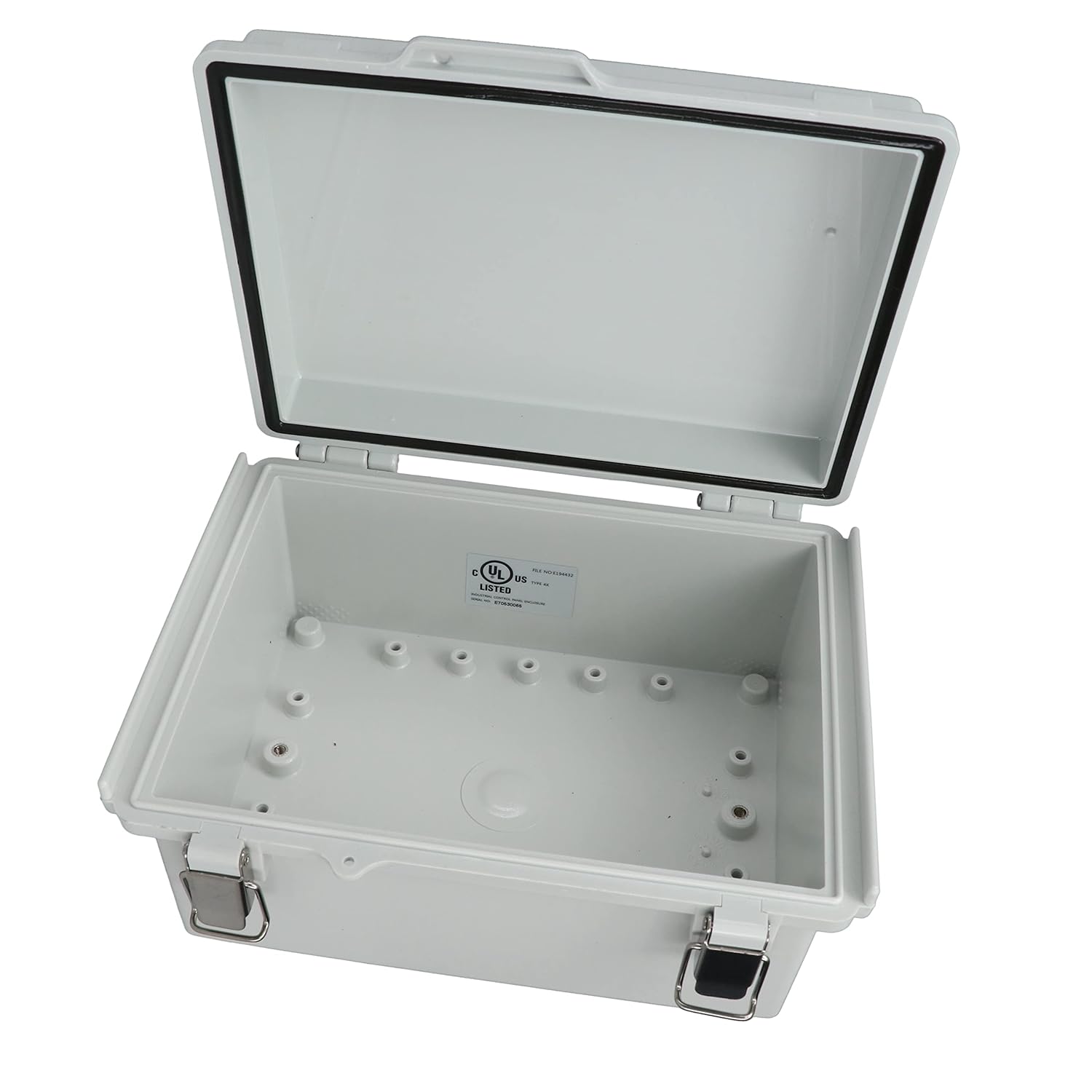 BUD Industries PTQ-11048 Pc 10Percentfiberglass Hinged Enclosure 6.3" L x 3.94" W x 8.27" H, Gray