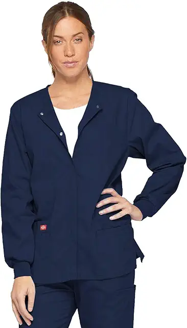 Women's Snap Front Scrub Jacket - EDS Signature Soft Brushed Poplin