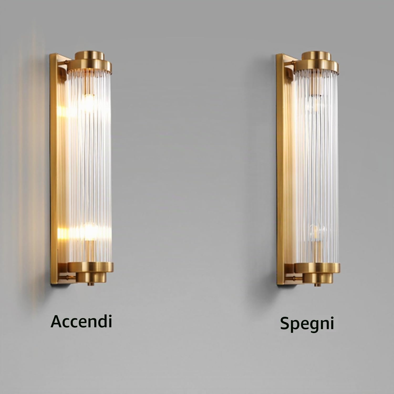 Applique in cristallo dorato e ottone da 600 mm, lampada da parete in cristallo e base dorata, lampada da parete (Ottone Oro)