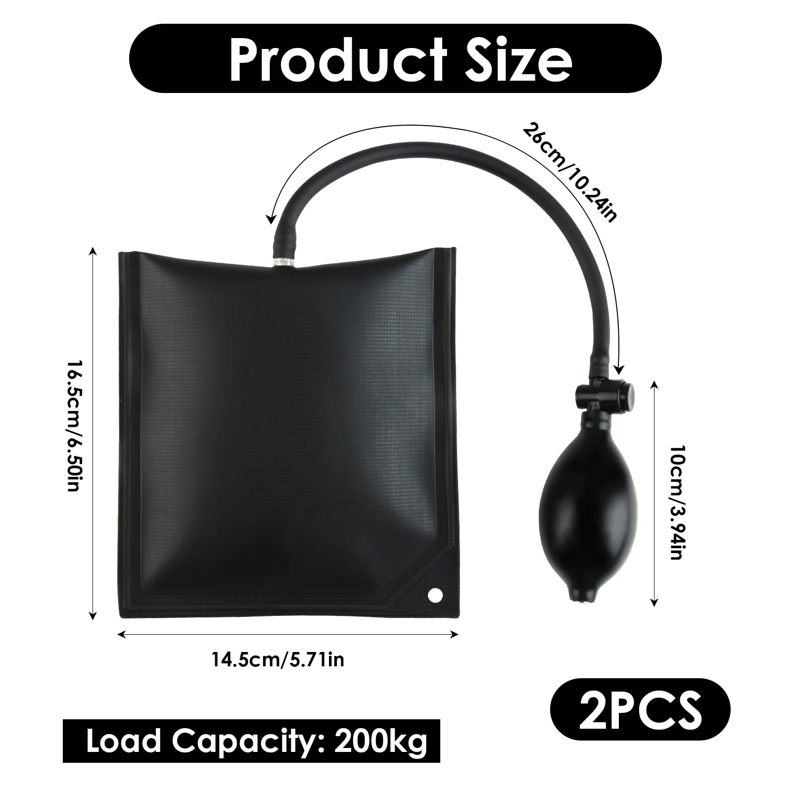 Cuña de Aire Hinchable Bomba 2Pcs, Air Pump Wedge, Ventanas y Reparación de Automóviles, Capacidad de Carga de 200 KG, Herramienta de Elevación y Alineación para Instalación de Puertas