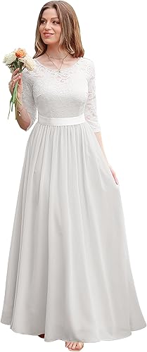 Miniatura 6 de BeryLove Vestido de graduación para mujer, elegante, de manga larga, formal, vintage, cóctel, fiesta, maxi vestido