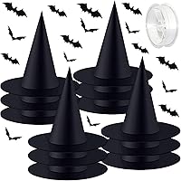 Vista 8 de Legigo Sombrero de bruja para disfraz de Halloween, sombrero de bruja colgante negro, accesorios de disfraz de bruja para Halloween, fiesta