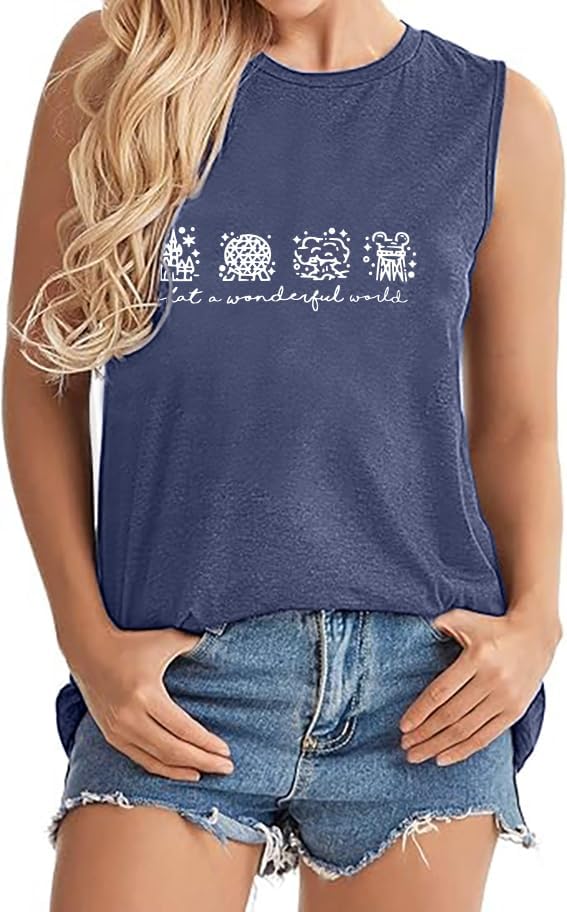 Magical Castle Tank Top Women Magic Kingdom Sleeveless Tee Shirts Cute Graphic Holiday Vest Summer Vacation Top - Image 2