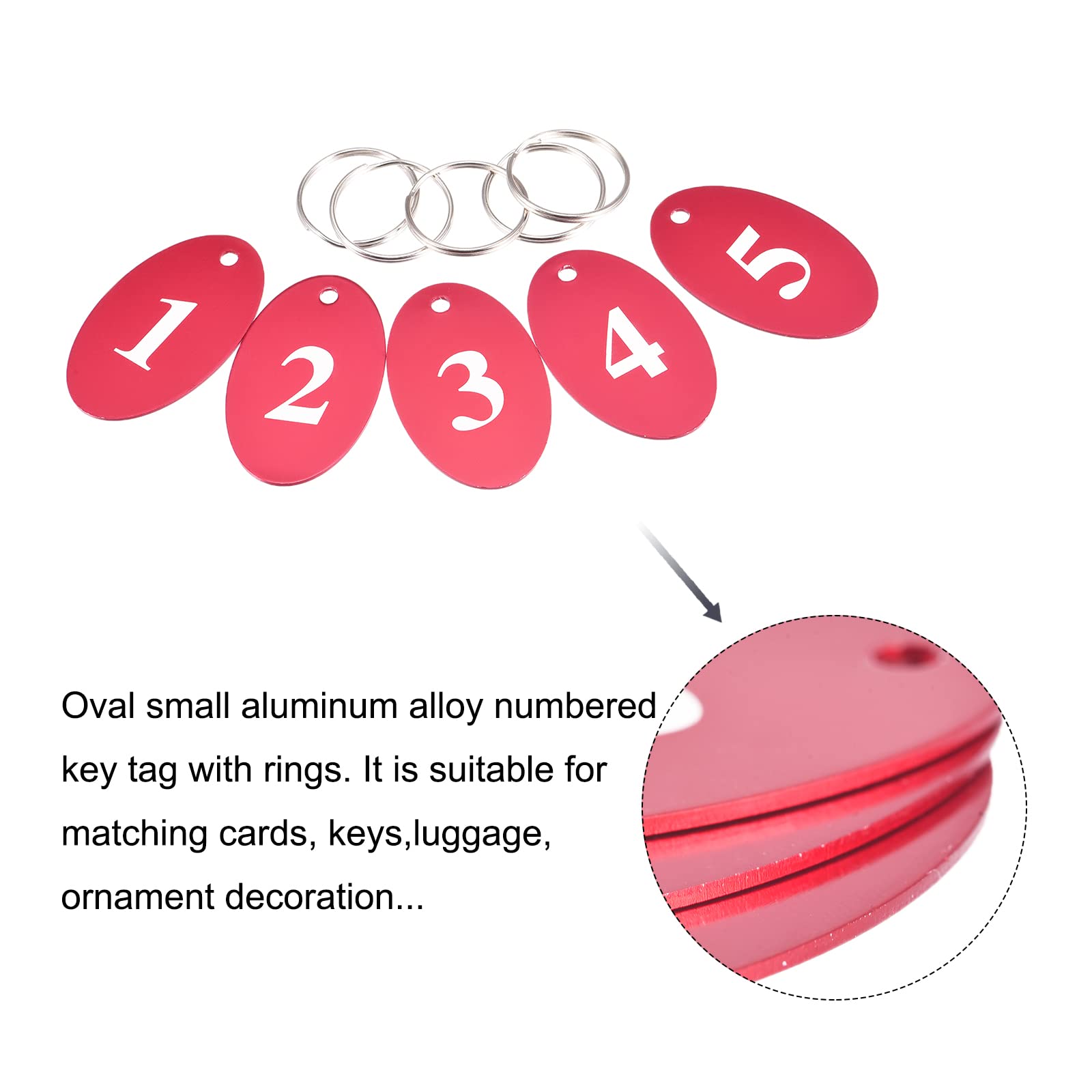 35-Pack Metal Number Tags 1-35 With Rings - Aluminum Key Tags For Labeling, Organizing, Luggage, Bags & Decor - View #4