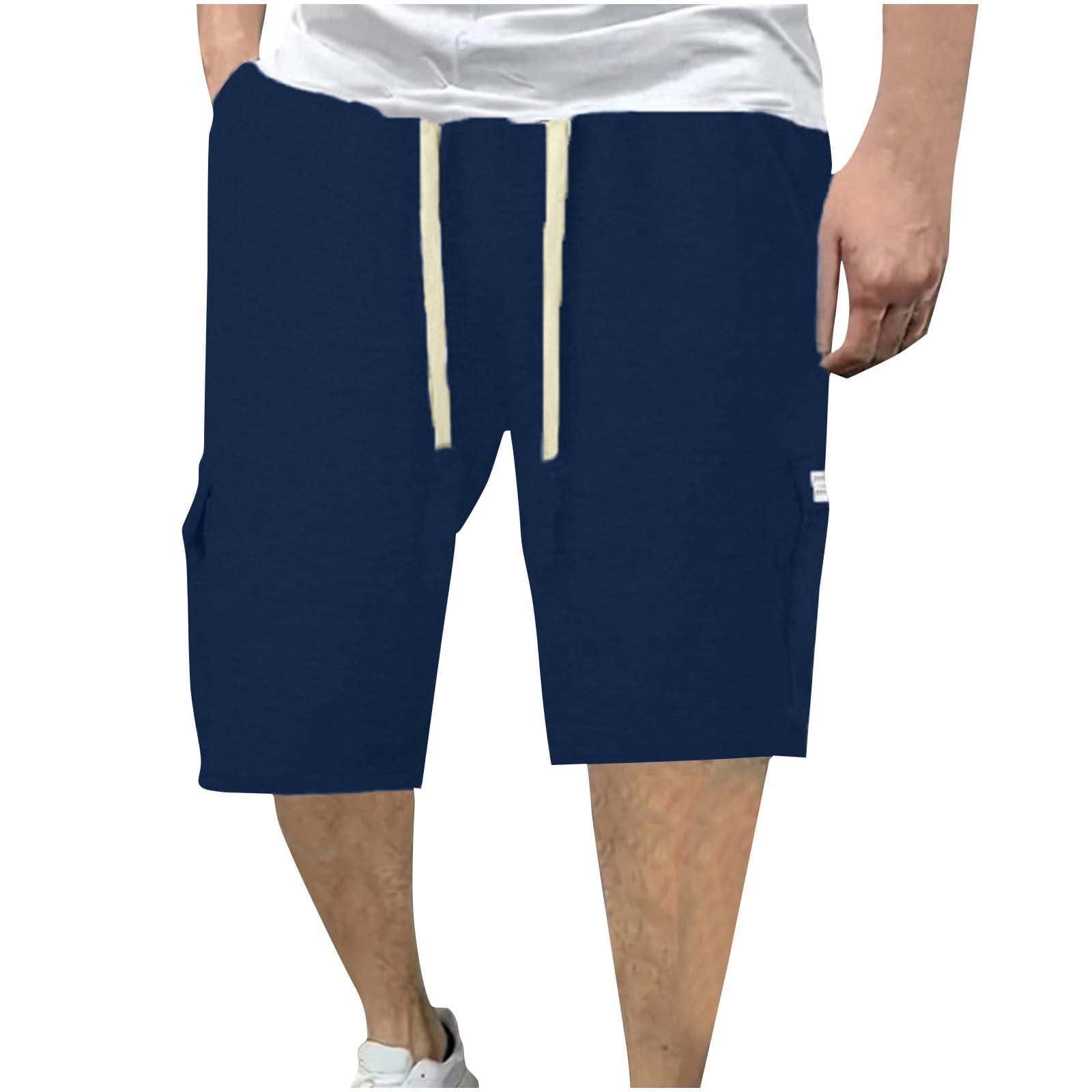Men Elastic Waist Athletic Shorts with Drawstring Sports Gym Running Pants Quick Dry Workout Summer Activewear