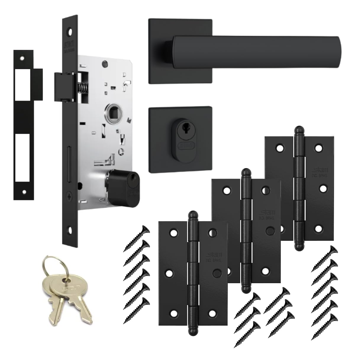 Kit 1 Fechadura Stam Externa 803/35 Residencial Porta Madeira