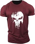 ReedCA Punishment Skull - Mens Bodybuilding T-Shirts Fashion Casual Fitness Tee Slim Fit Gym Short Sleeve