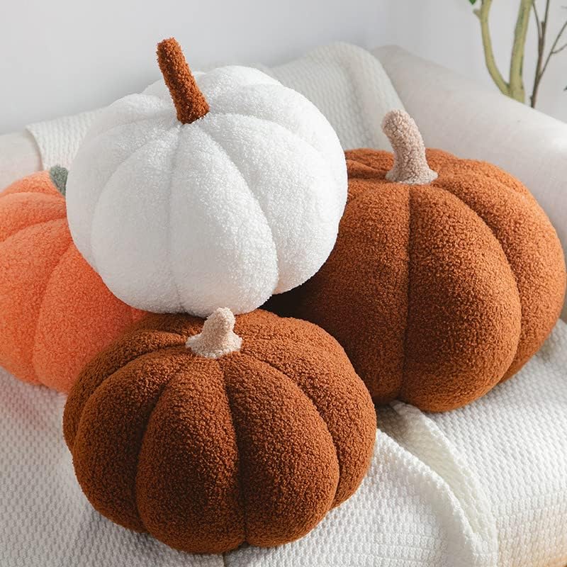 Miniatura 3 de Almohada de calabaza 3D, juguetes de peluche esponjosos, almohada de calabaza para decoración del hogar, Halloween, Navidad o fiesta de cumpleaños