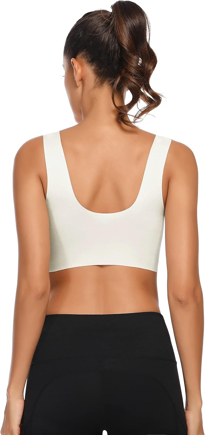 WOWENY Seamless Bras for Women Sleep Leisure Sports Yoga Bra Padded Wireless Thin Soft Comfy Pullover Tops Plus Size - Image 2