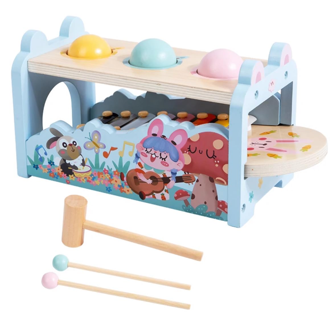 Wooden Rabbit Hammer Ball Pounding Toy Set | Xylophone Musical Toy for Kids | Colorful Hammer Ball Activity for Toddlers | Engaging Early Learning Toy for Fine Motor Skills and Coordination (B0D48RRSJ2) Amazon Price History, Amazon Price Tracker