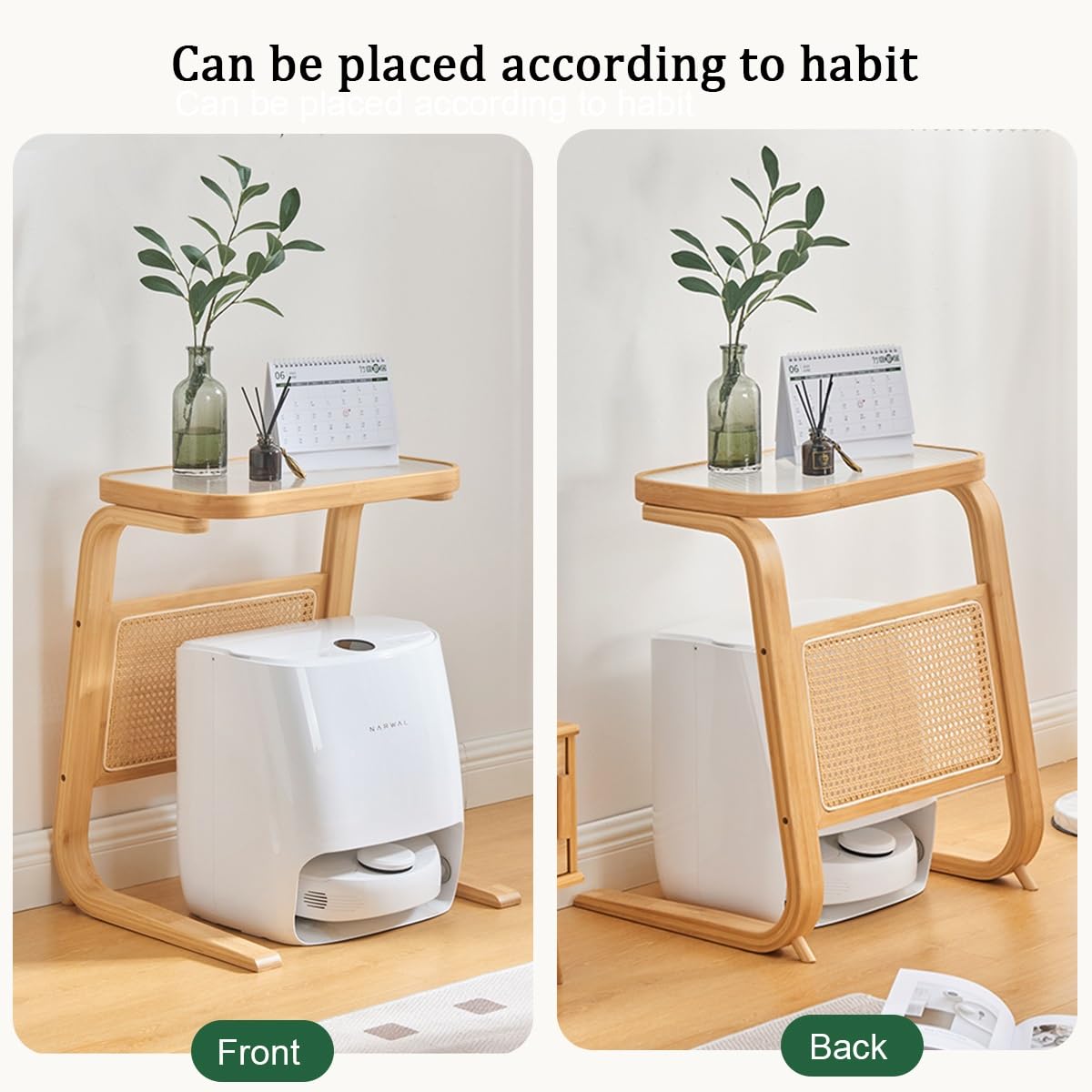 Mobile per Robot Aspirapolvere, Scaffale Sopraelevato per Robot Lavapavimenti, Ripiani Aperti Nascosti per Aspirapolvere, Mensola Organizer per Hotel o Appartamento, Tavolino per Camera da Letto o Sog
