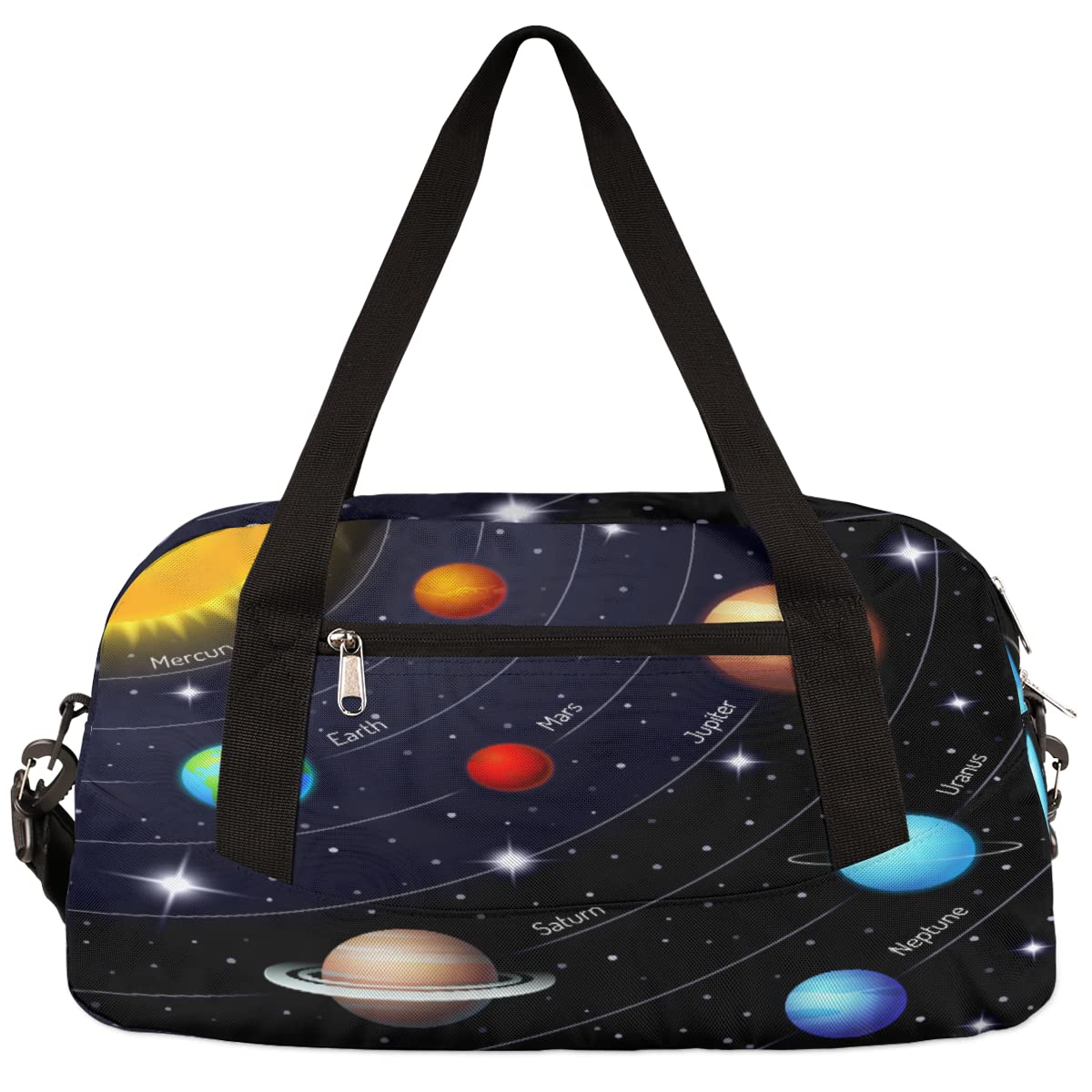 Universe Galaxy Solar System Kids Duffle Bag for Boys Girls Dance Bag,Outer Space Planets Sport Gym Bags Overnight Travel Bags Teen Kids Weekender Bag for School Practice Gymnastic Ballet