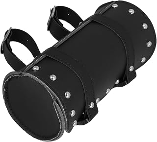 Unomor Motorcycle Side Tool Storage Bag with Lock Black PU Leather