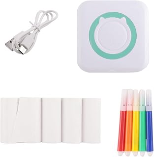 Gsrimgratoe Mini Impresora Térmica Portátil Impresora de Tiquetas Multifunción Bluetooth con Papel Térmico + Color A