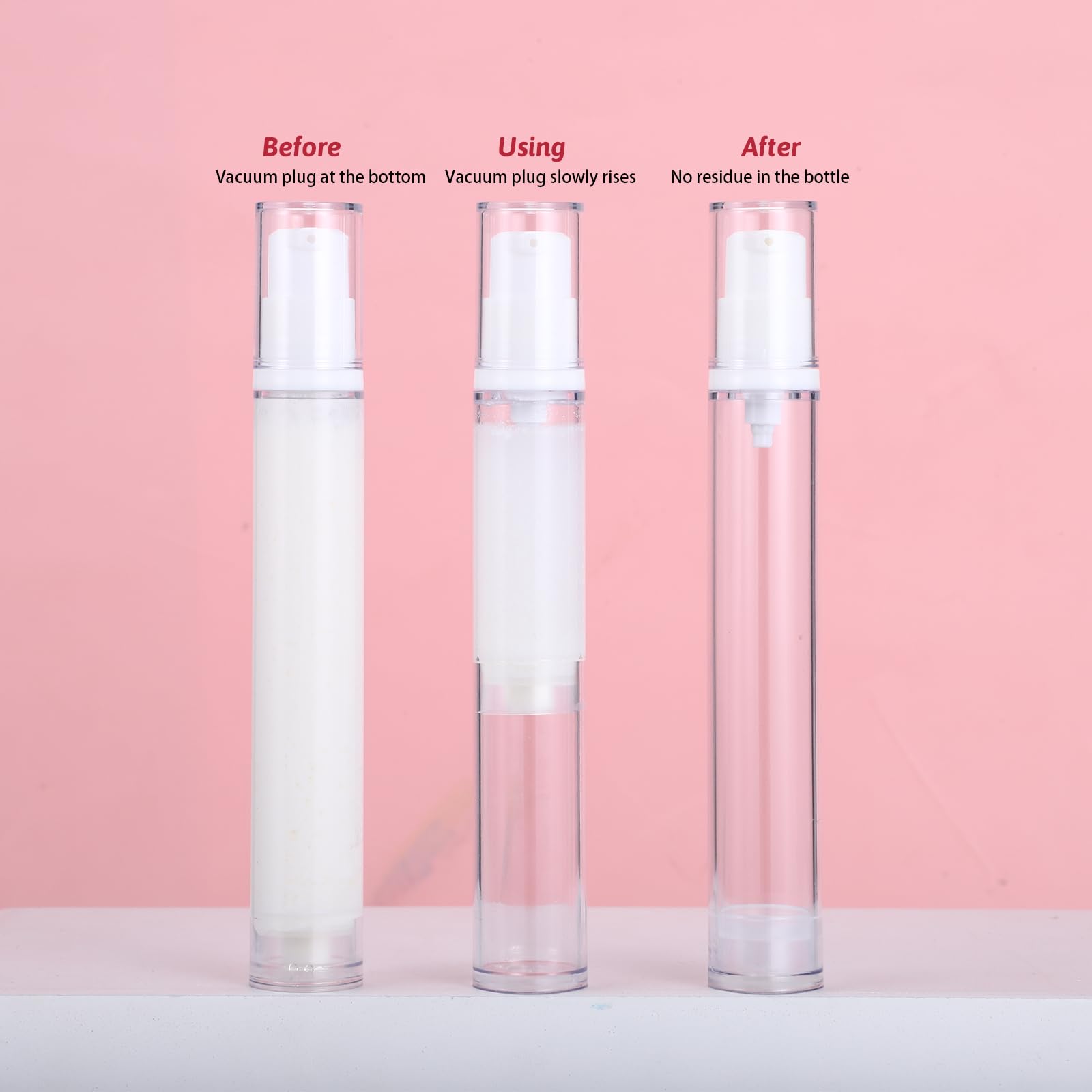 Airless, 12 sztuk dozowników z pompką, 5/10/15 ml, małe butelki na krem, do wielokrotnego napełniania, do podróży, balsamów, szamponów, kosmetyków