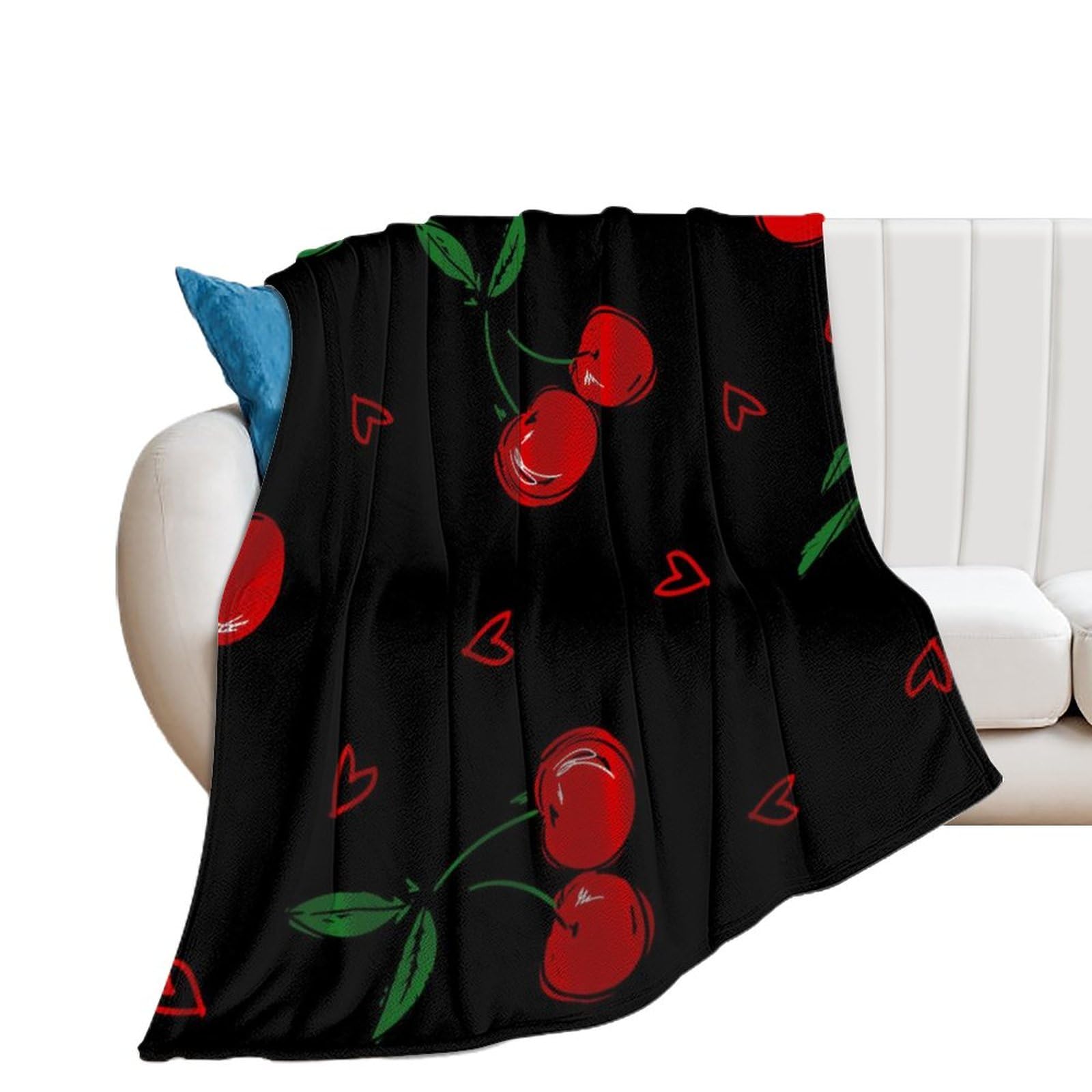 Couverture polaire cerise en flanelle haut de gamme jetee de lit decorative