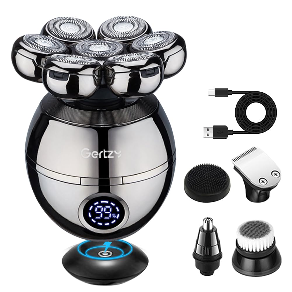 Electric Head Shavers for Bald Men,Electric Razor for Men Head,5-in-1 Grooming Kit Wet Dry Men's Head Shavers,Nose Hair Trimmer,Clippers,Cordless Waterproof USB Charging Rechargeable