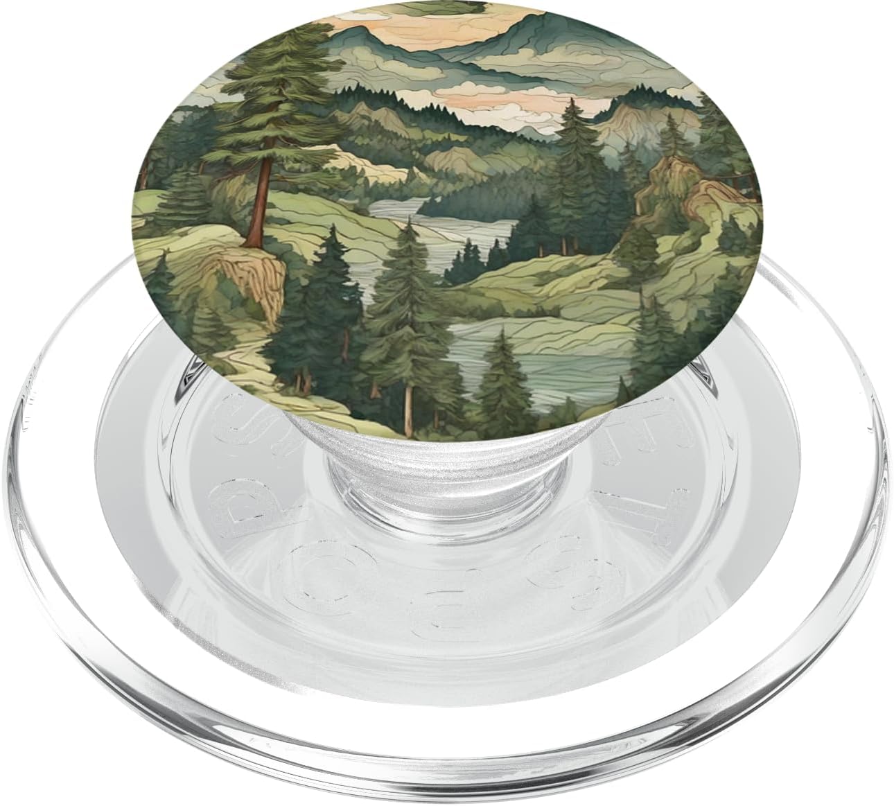 Pine Tree Mountain Scene Pattern Trees Forest Landscape PopSockets MagSafe PopGrip for iPhone
