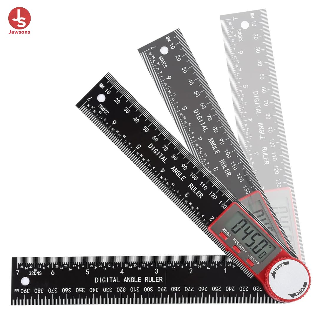Jawsons™ Digital Angle Finder Ruler - 7 Inch/200mm Protractor Angle Measure Tool 360° Inclinometer Goniometer with LCD Display for Woodworking, Construction, and Repairing 1
