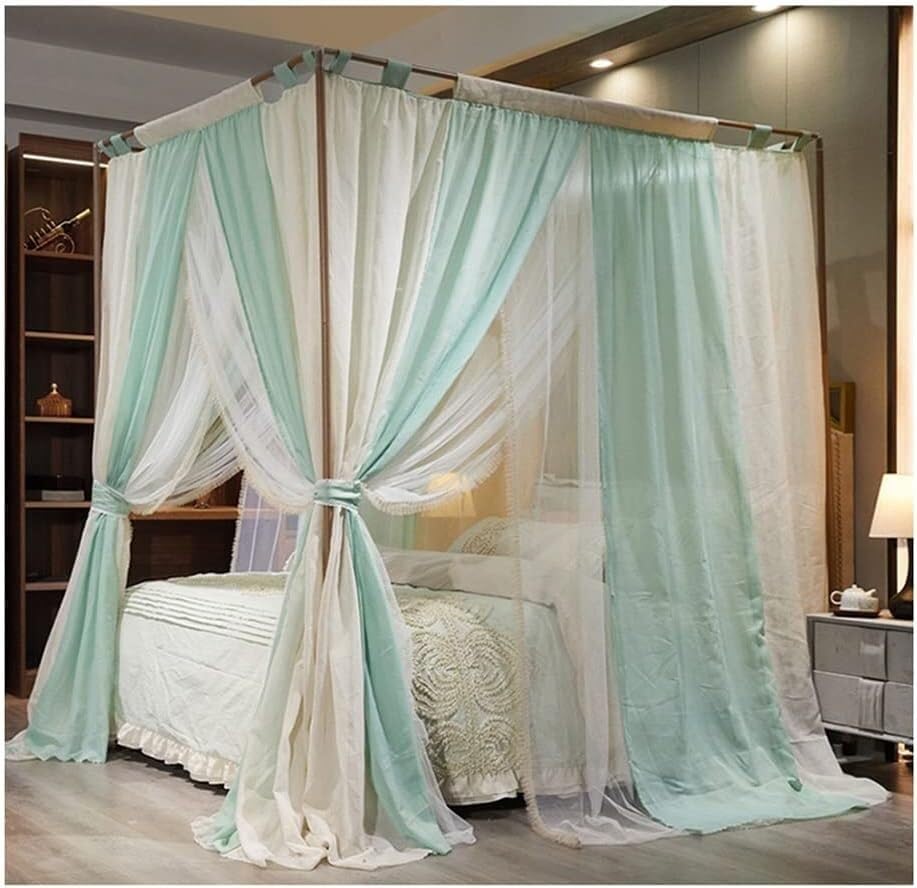 Moustiquaire lit double en lin vert ELzEy pour une chambre ambiance bohème