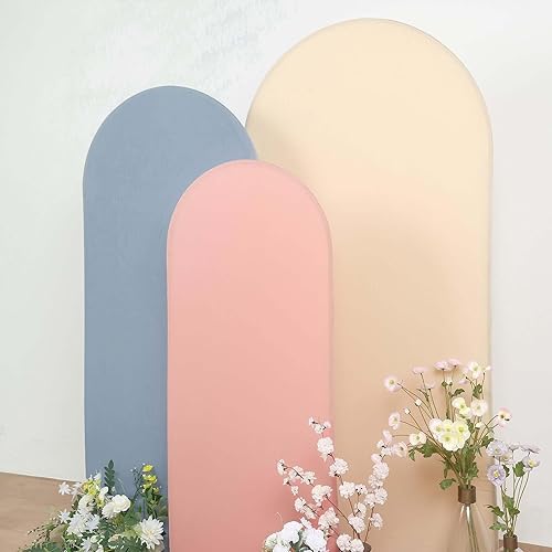 Vista 98 de Efavormart - Marco de fondo redondo de elastano de 7 pies, cubierta de arco de boda de 2 lados Blanco