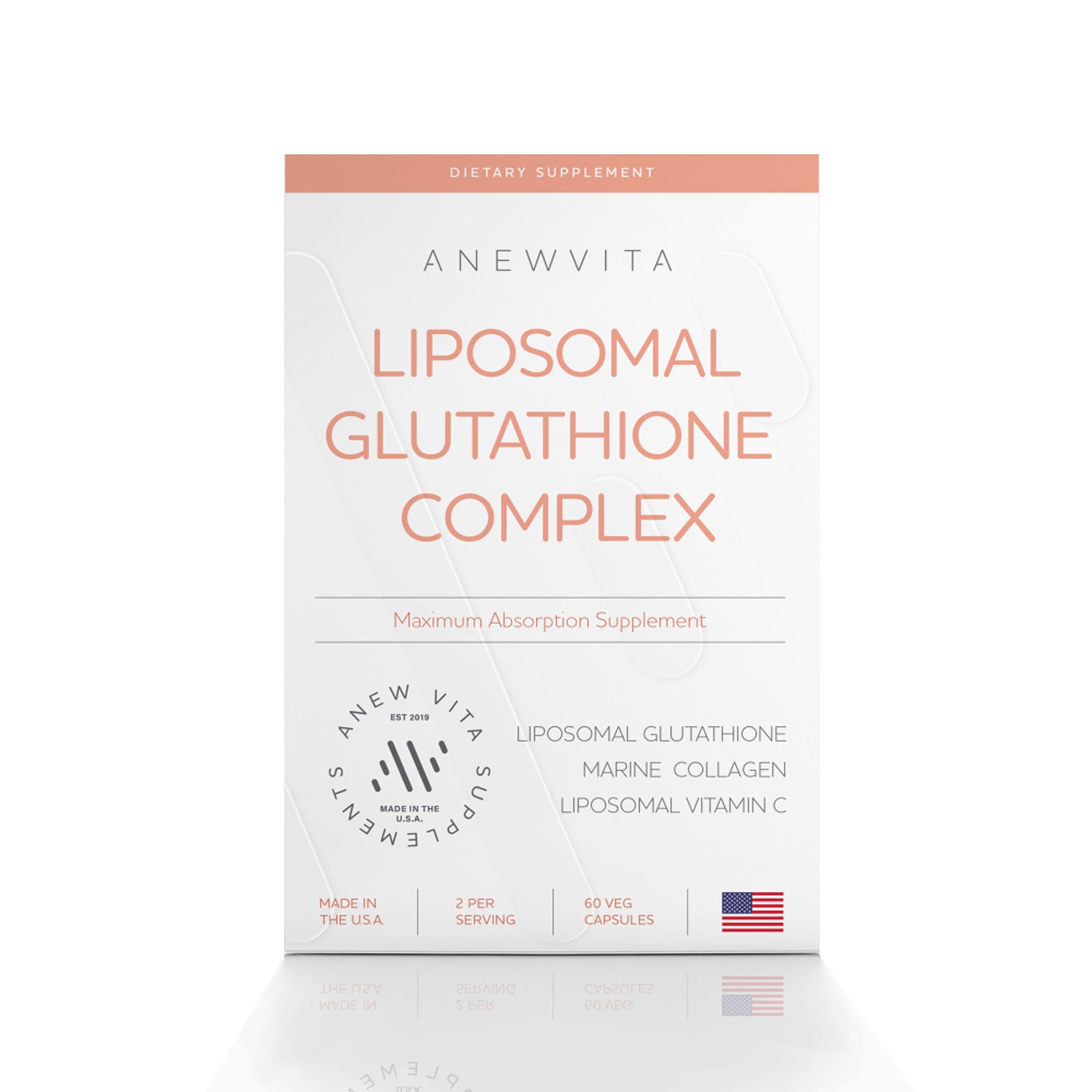 Liposomal Glutathione Supplement with Marine Collagen and Vitamin C - Premium Skin Care Supplement - Enhanced Absorption Formula for Radiant Skin, Detox & Antioxidant Support - 60 Capsules