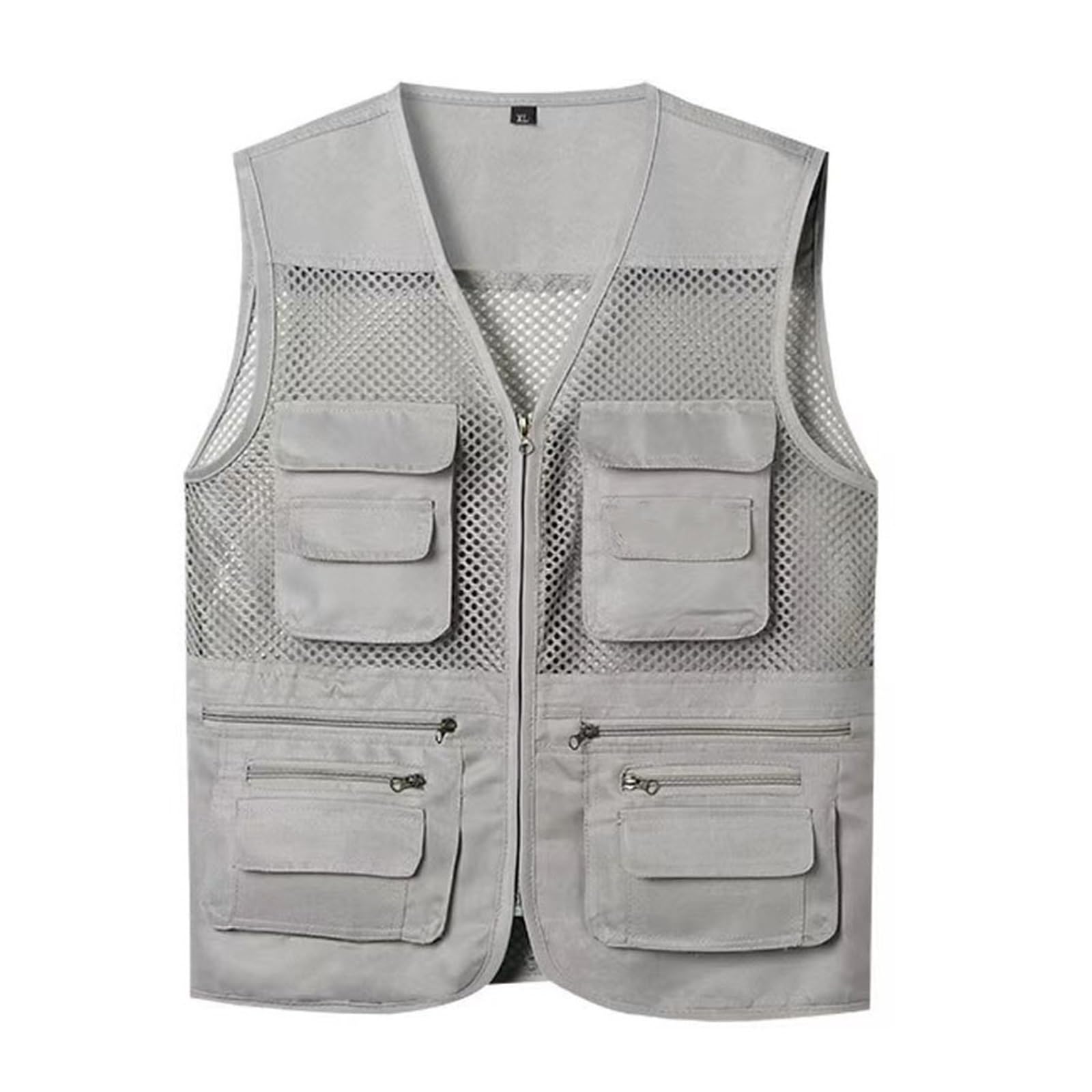 CLSQLXYJZC Chaleco De Pesca Para Hombre, Chaleco Informal Multibolsillos Transpirable Sin Mangas Con Cremallera Y Malla Transpirable, Chaqueta De Trabajo Moderna Para Fotografía Viajes Más