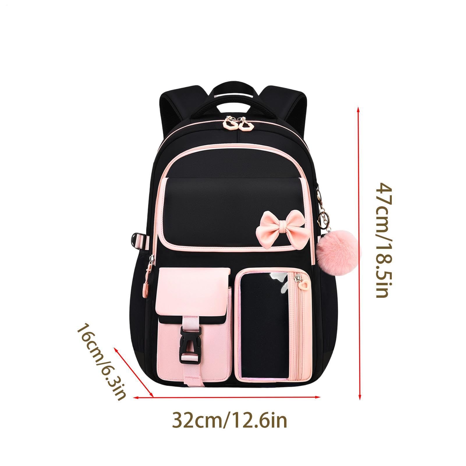 Mädchen Rucksack Lunchbox Set Schleife Wasserdicht Mit Federmäppchen | Lustiger Kinderschulrucksack Für Schulbücher, Kleidung, Schreibwaren, Geldbörse, Outdoor, Reisen Und Pendeln