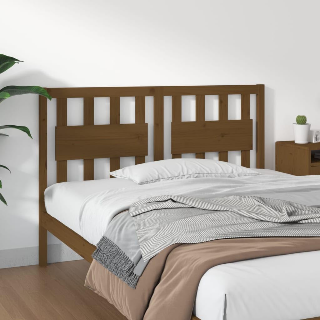 Cabecero marrón miel 125,5 x 4 x 100 cm madera maciza de pino - cabecero de cama rústico para dormitorios y habitaciones de invitados - Respaldo cómodo para marcos de cama a juego