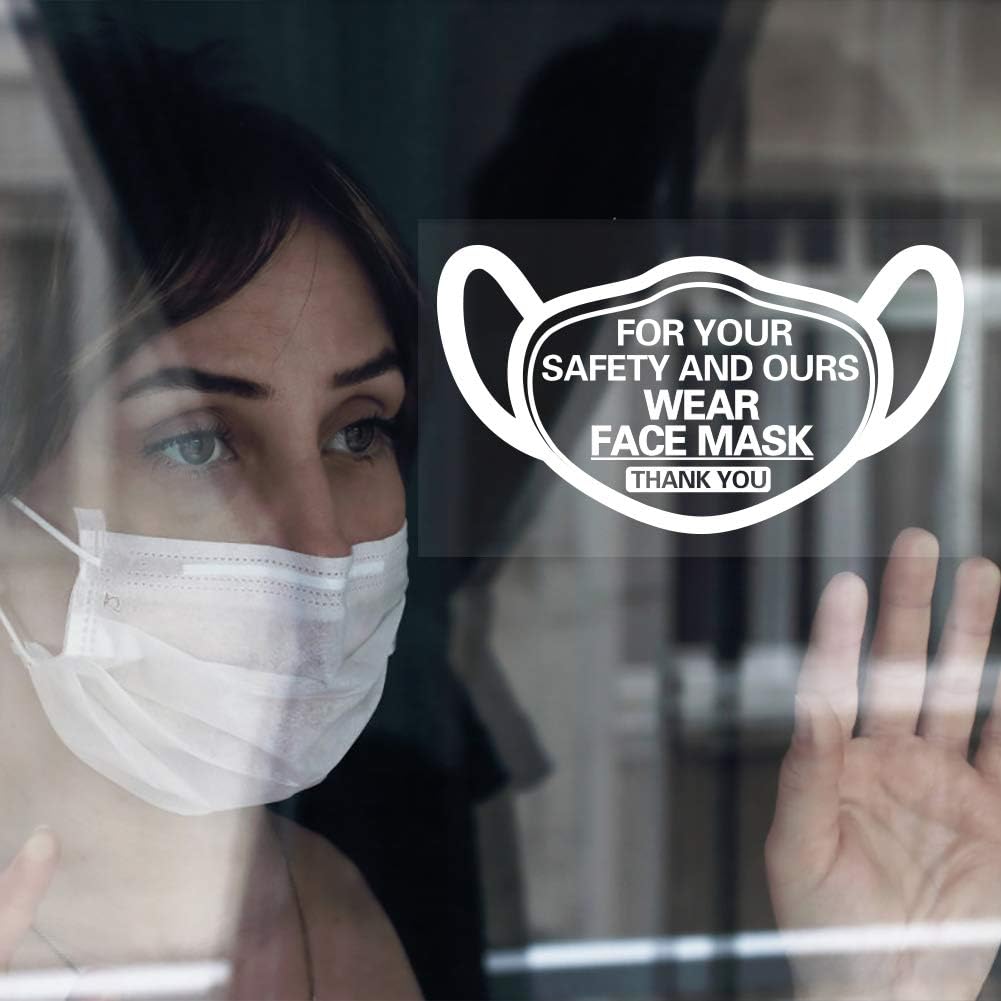 Tор Rаtеd XJF Face Mask Window Decal,Mask Required Sign Window Decal, 5.5X 8.6 Face Mask Sticker For Wall Window Any Smooth Surface