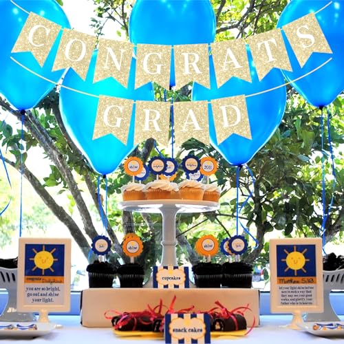 Image of Hoogict Graduation Decorations Congrats Grad Banner Gold Graduation Party Banner Congratulations Banner Class of 2026 Sign Garland Decorations for Any Schools or Grades