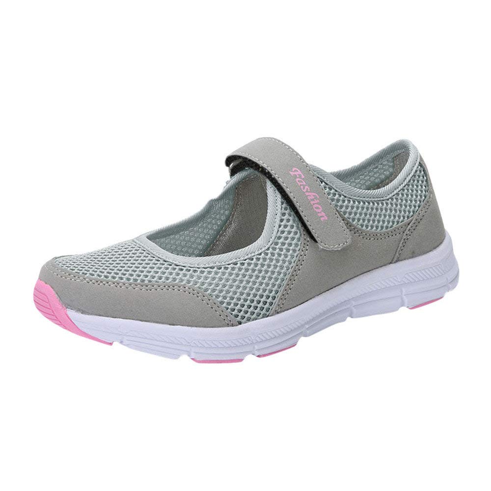 riou Mujer Zapatos Malla de Mujer de Velcro Deportivo de Calzado Casual Ligero Aire Libre y Deporte Transpirables Casual Zapatos Gimnasio Correr Sneakers Zapatillas de Deportivo Ligero y Comodo riou