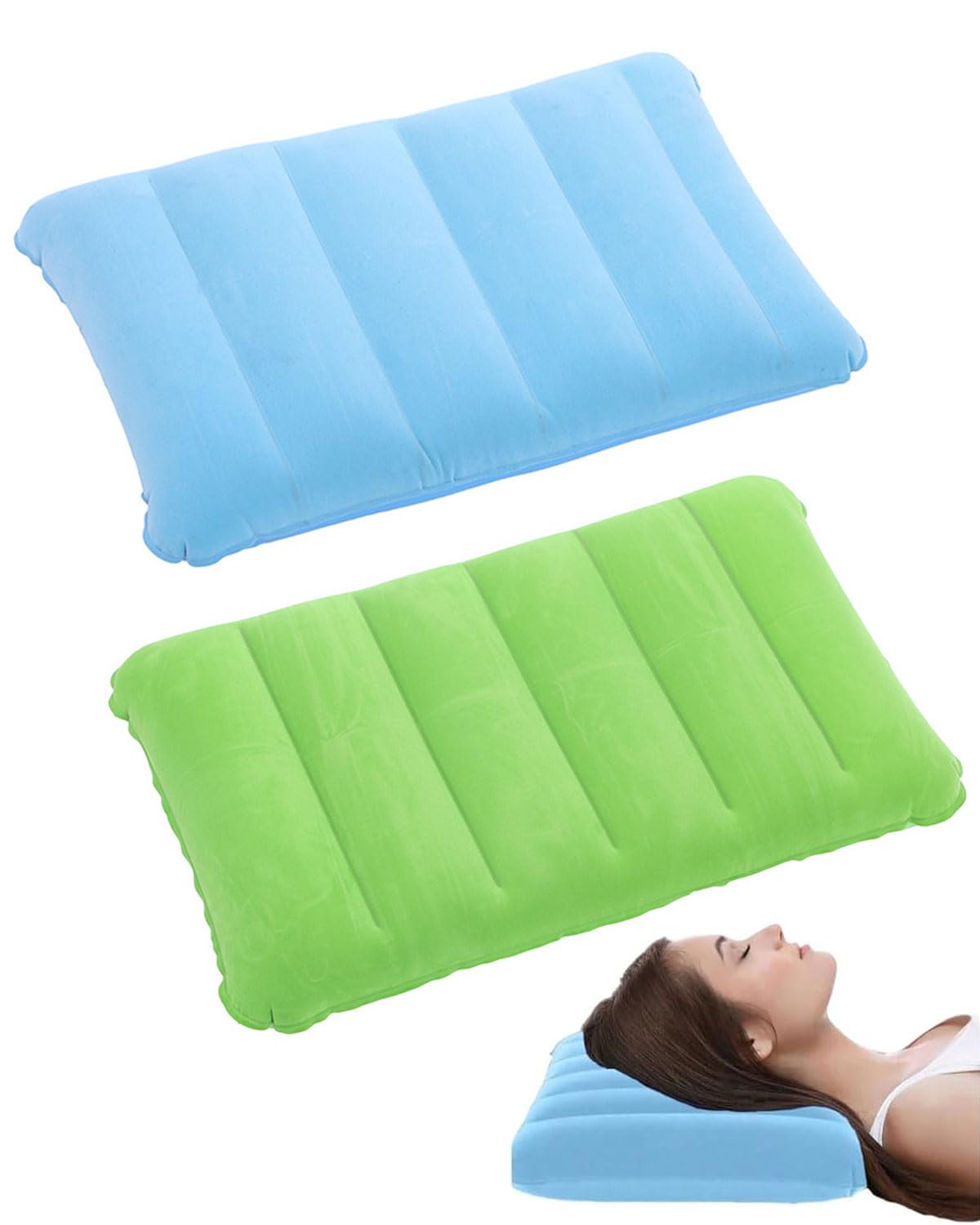 2PCS Cuscini Gonfiabili per Viaggio, Cuscini Gonfiabili Morbid Spiaggia Campeggio e Escursioni Pieghevole Cuscino da Esterno in Velluto per Dormire Cuscino Cuscino