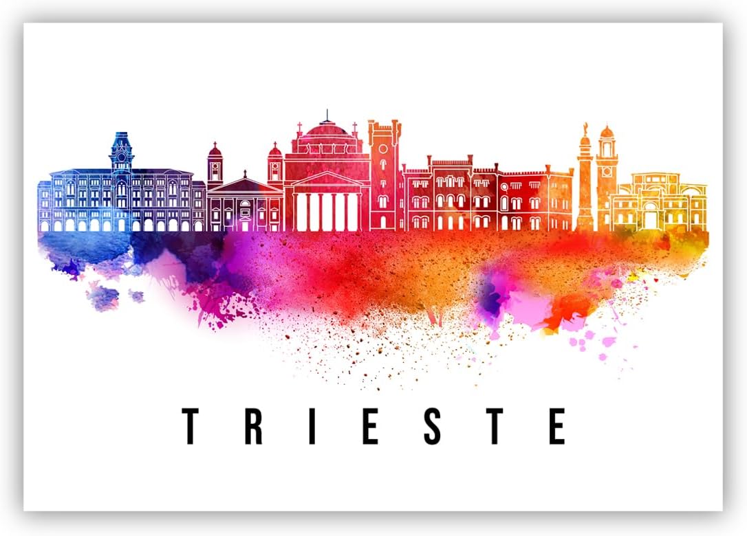 Pera Print Italy Poster, Italy-Trieste Poster, Italy Illustration Skyline City Poster, Modern Skyline Poster, Cityscape and Landmark Print, Home-Office Wall Art Decoration
