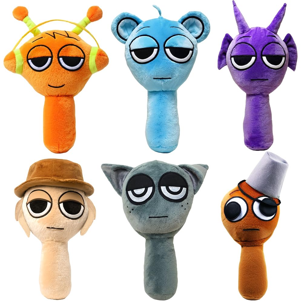 KouipoieSprunki Plush Animal, 9.8 Inch Funny Sprunki Plushies for Gaming Fans, Christmas, Birthday, Birthday for 4 5 6 7 8 9 10+ Years Old Stocking Filler, Super Soft Collectable Plush Toy (6 Pieces)