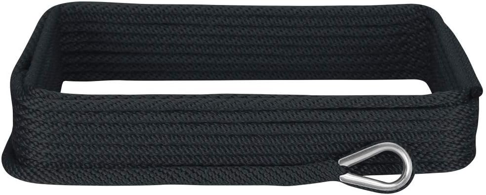 Extreme Max 3006.2048 BoatTector Solid Braid MFP Anchor Line with Thimble - 3/8" x 50', Black