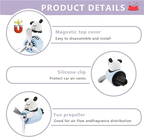 Miniatura 3 de Ambientadores de coche con diseño de dibujos animados para cachorro, piloto, blanco, difusor de coche, hélice giratoria, ventilador de salida de
