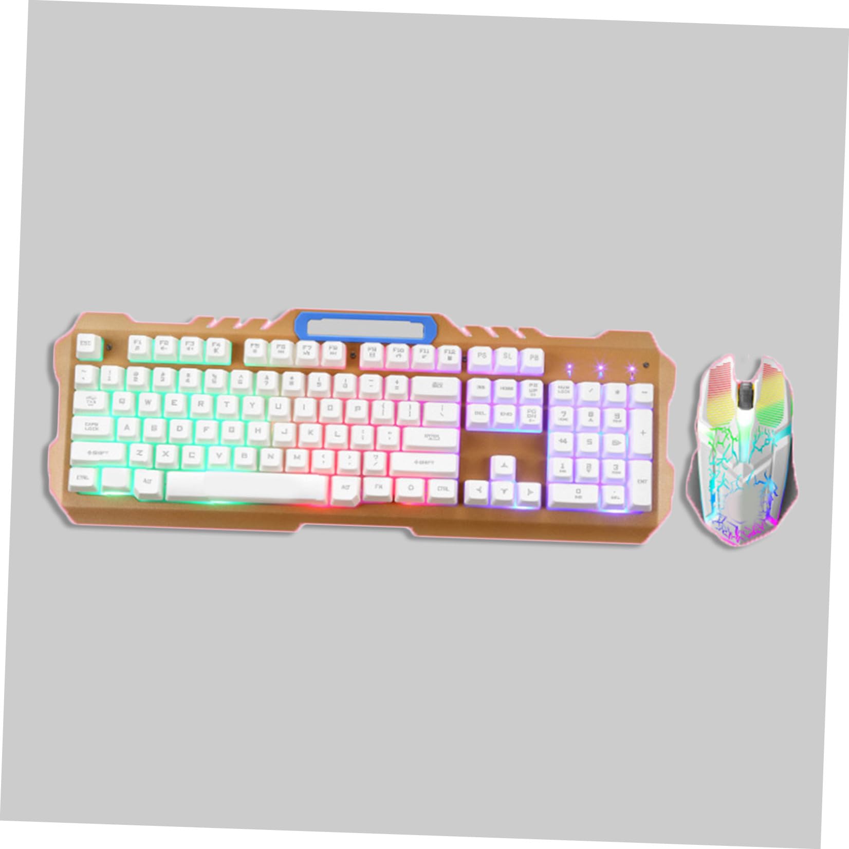 Tastiera Meccanica Bianca con Mouse, Set USB Retroilluminato