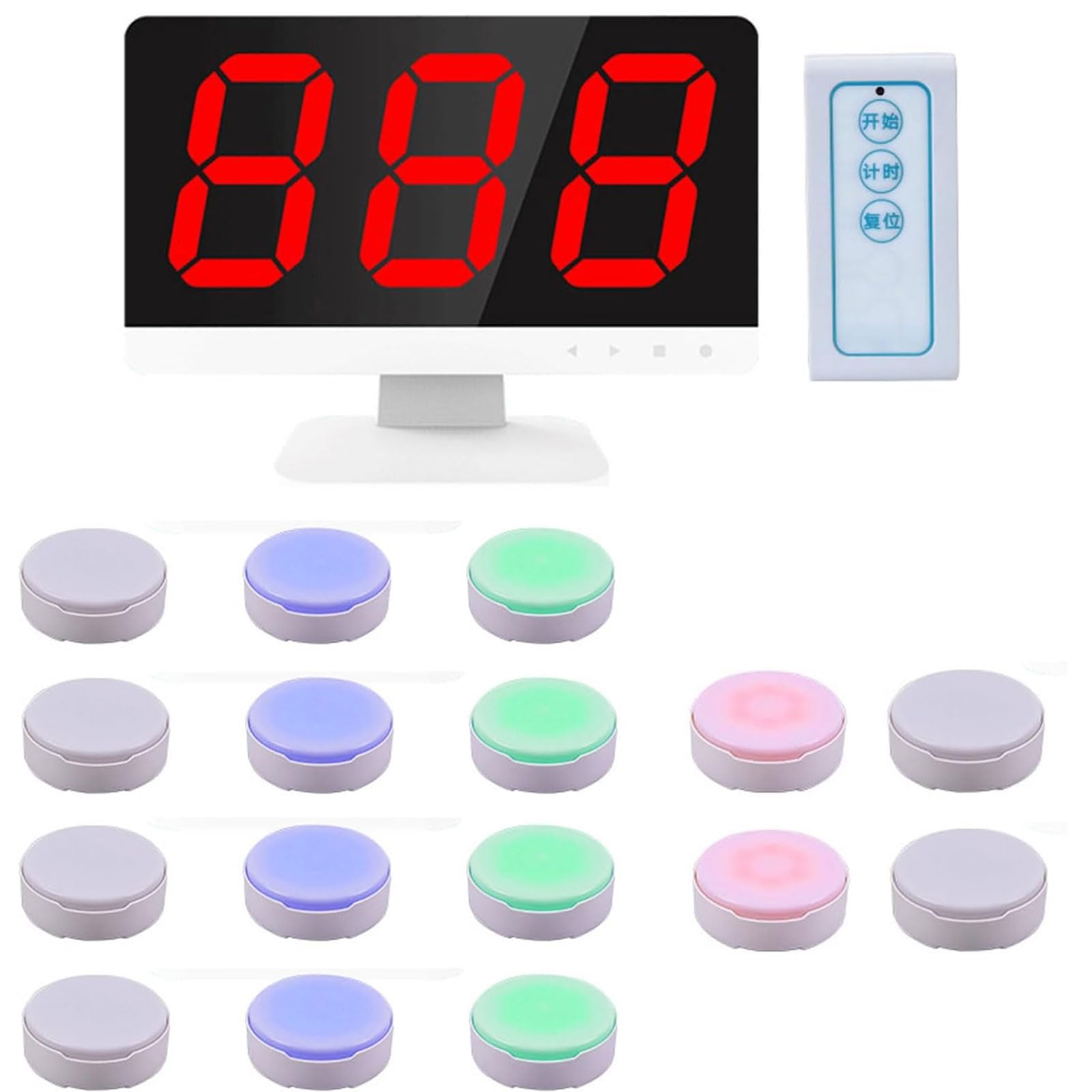 Risposta Wireless al Gioco Buzzer, 1 Monitor + 16 Buzzer Debater Intelligente, con Telecomando Wireless, Sistema di Gioco a Quiz Wireless per Game Show, Concorso Scolastico, Quiz per Feste