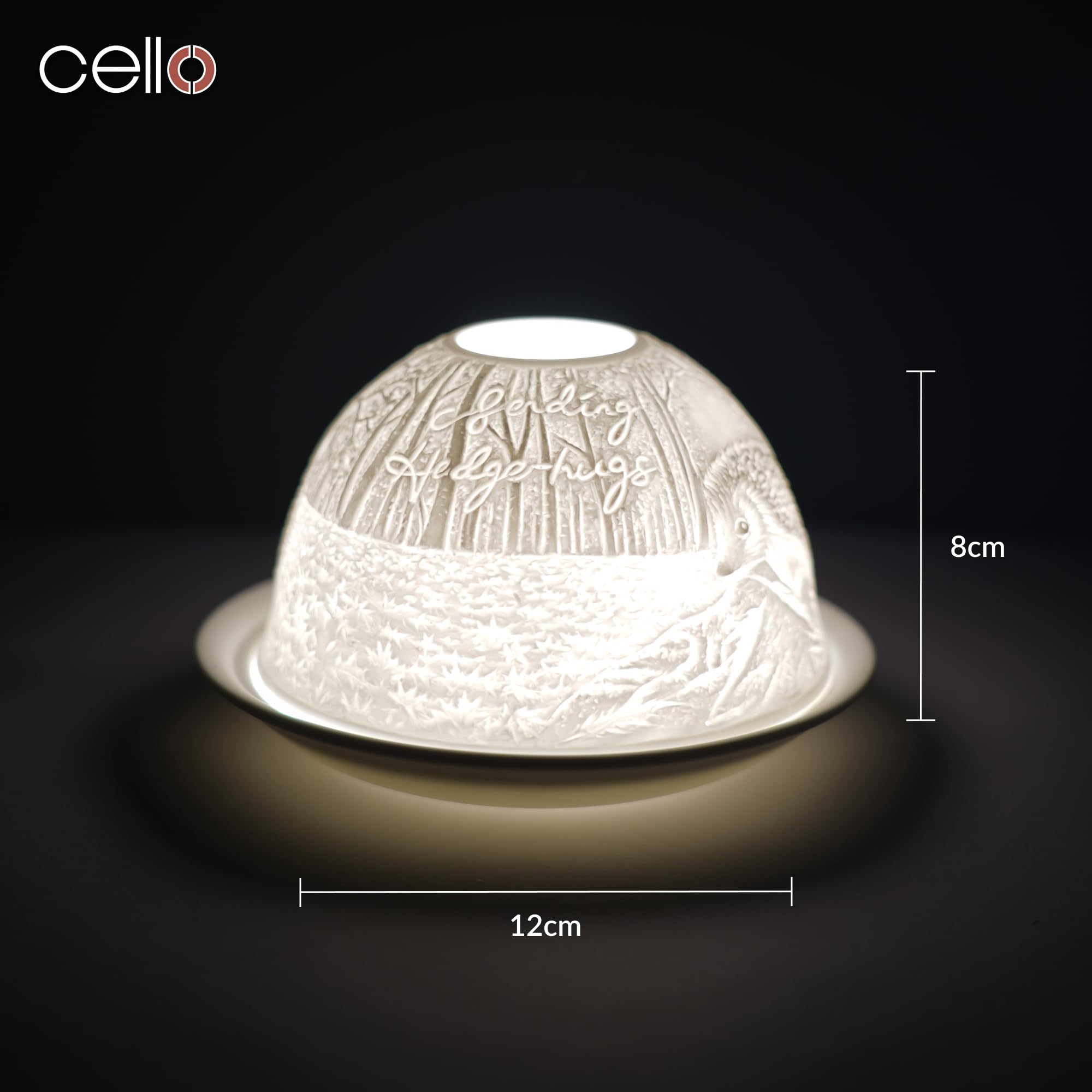 Cello Porzellan-Teelichthalter Igel – Mit 3D-Projektion, LED-Kerze & Duftfunktion