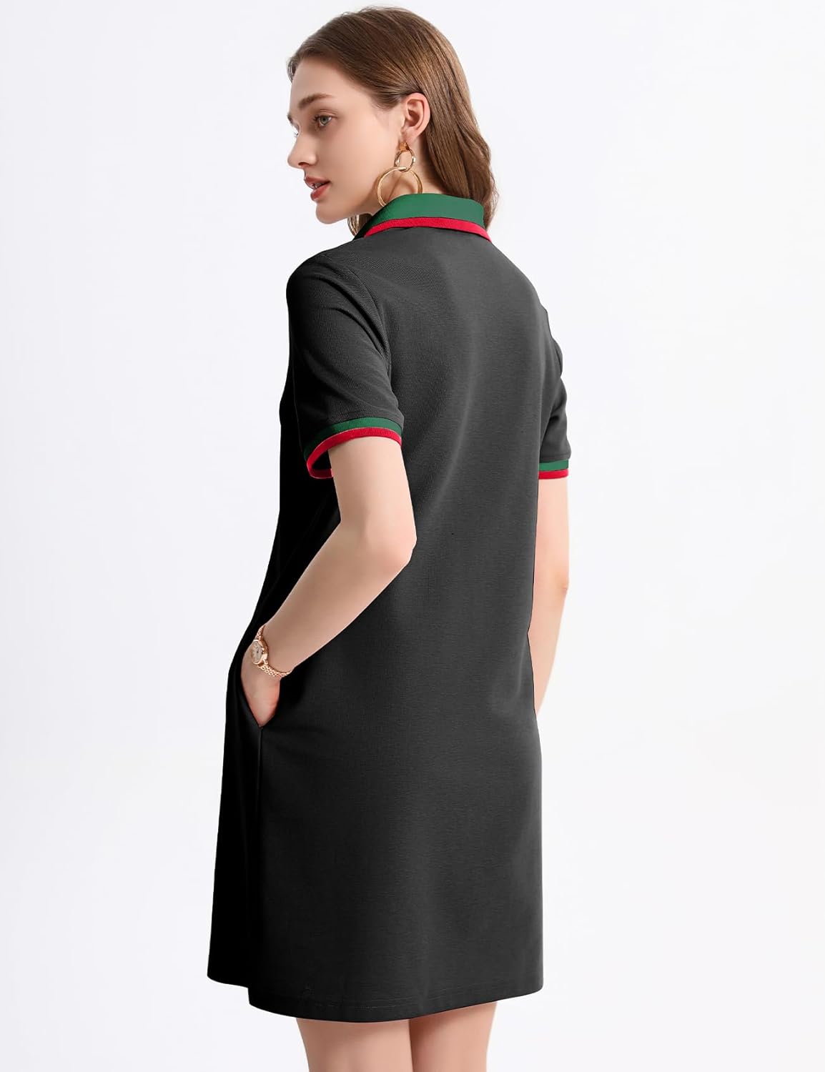 PEHMEA Women's Polo Dress Collared Short Sleeve V Neck Golf Tennis Casual Mini Summer Shirt Dresses with Pockets - Image 2