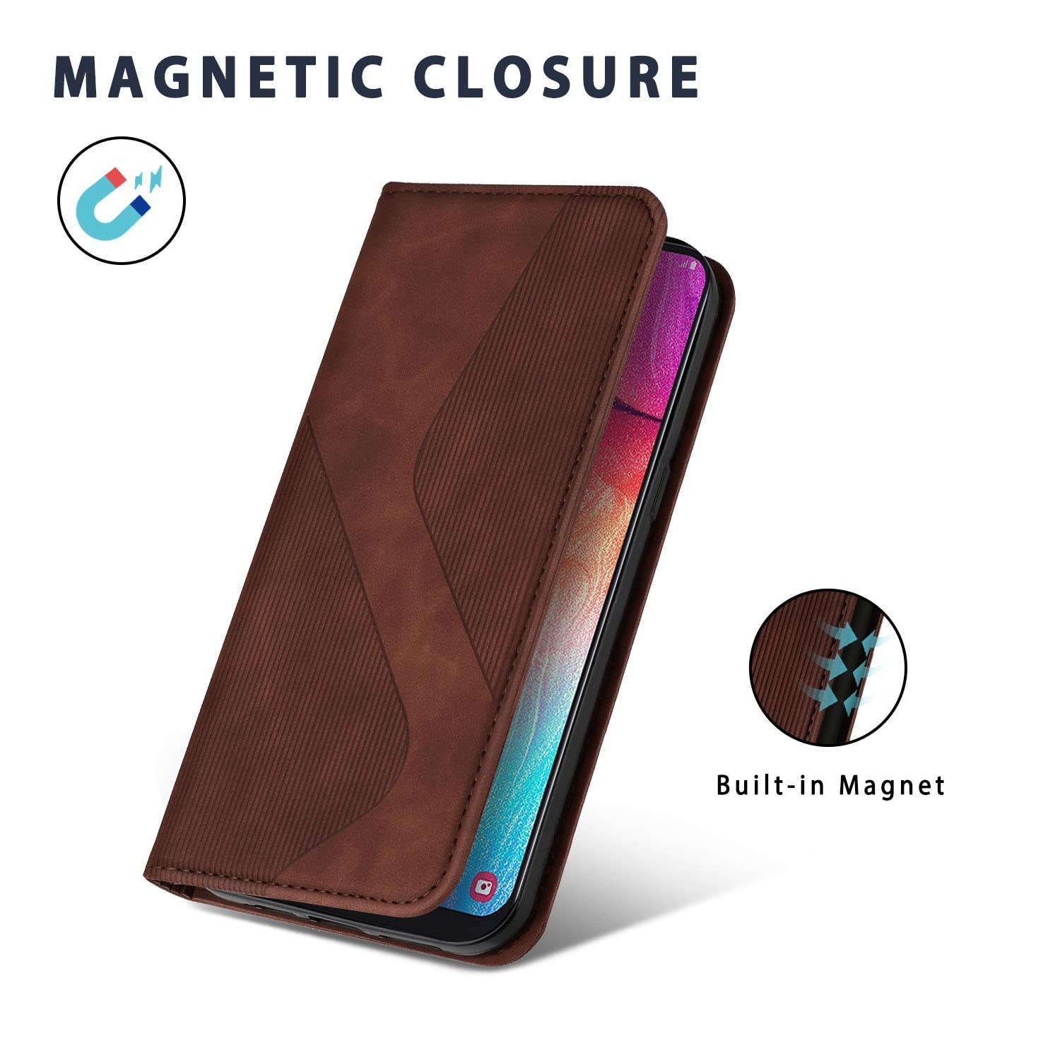 Custodia A Portafoglio In Pelle Con Supporto Per Realme 12 Pro 5G / 12 Pro+ 5G, Marrone, Chiusura Magnetica
