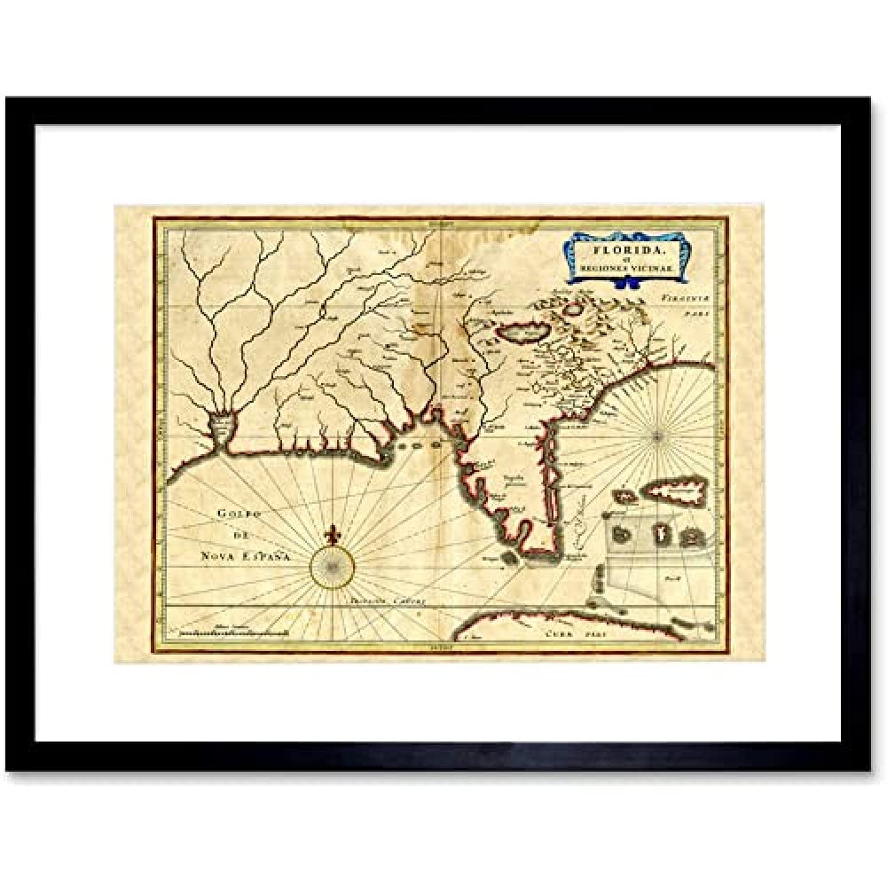 Florida Old Antique Map Unframed Art Print Poster Wall Decor 12x16 inch