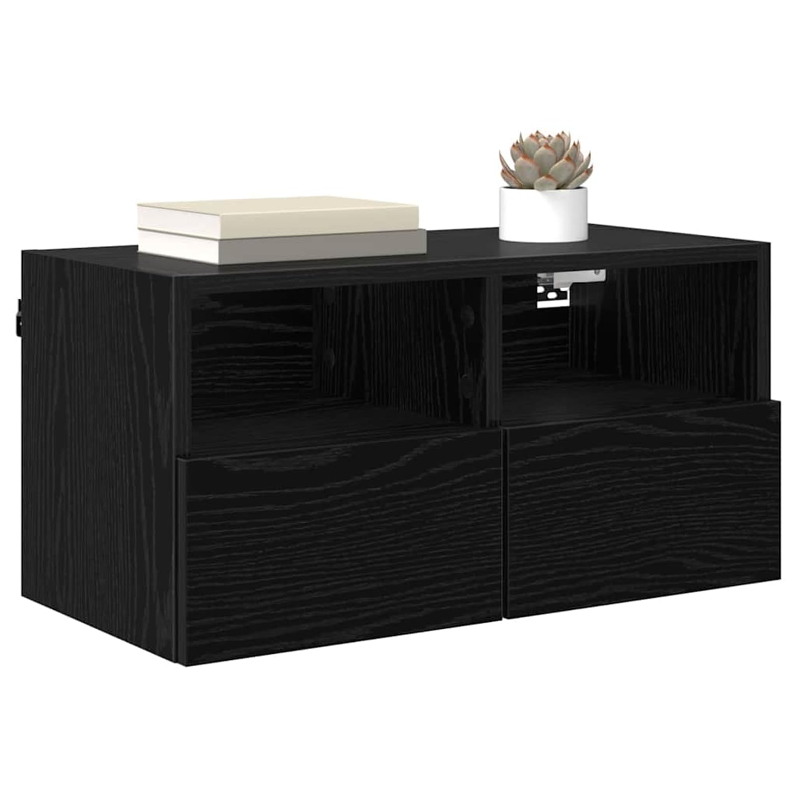 Gecheer TV-Wandschrank Schwarz Eichen-Optik 60 x 30 x 30 cm, Fernsehschrank Fernsehtisch Wohnwand Set für Wohnzimmer Home-Cinema Gamerzimmer882926