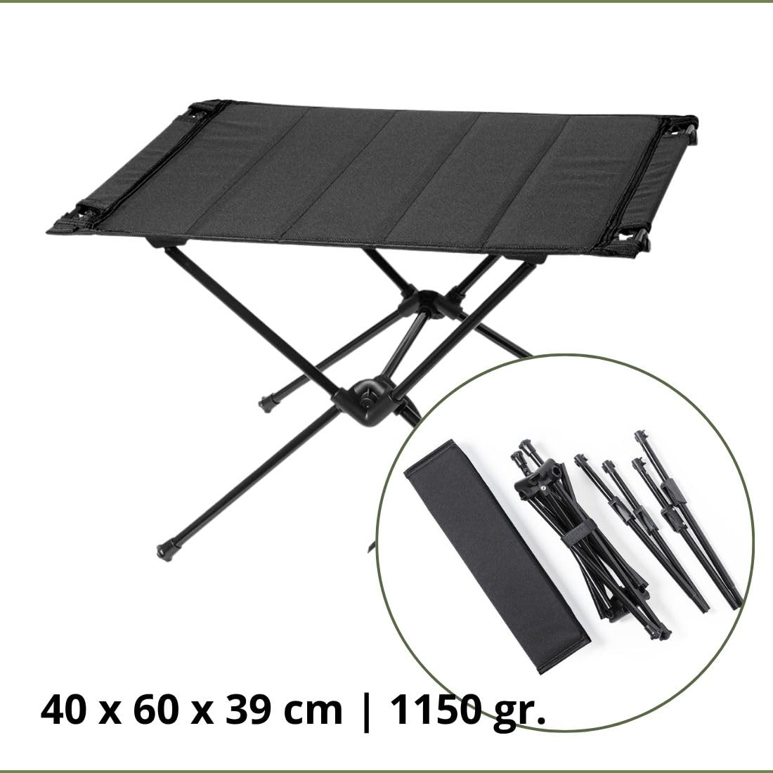 Pack de 2 Sillas y Mesa de Camping Plegables | Sillas Plegables con Porta Bebidas y Mesa Compacta | con Bolsa de Transporte | Set de Mobiliario de Exterior